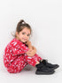Frill Sleeves Winter Wonder Cotton Trouser Set (Merry Maple)